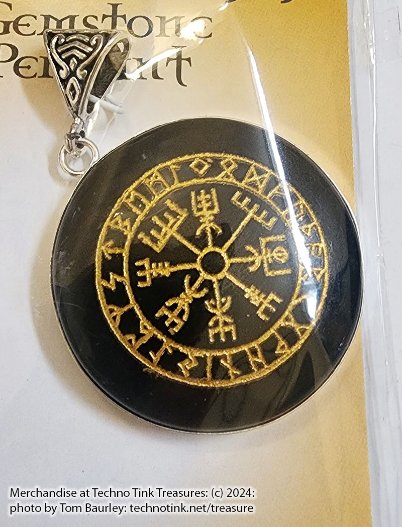 VEGVISIR ON OBSIDIAN PENDANT NECKLACE - Image 5