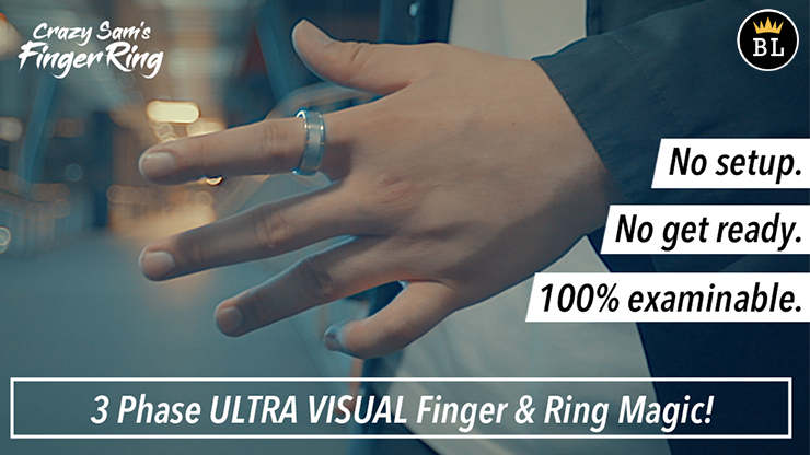 Hanson Chien Presents Crazy Sam's Finger Ring BLACK / MEDIUM (Gimmick and Online Instructions) by Sam Huang - Image 5