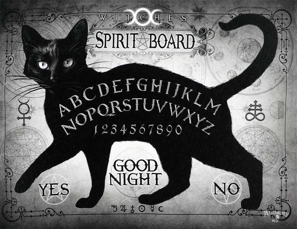 Black Cat Spirit Board Canvas Print by Alchemy Gothic