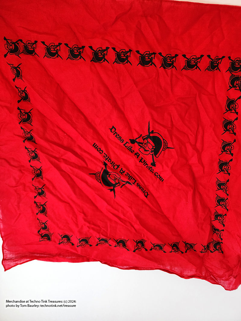 Black Dress Like a Pirate Skull and Sword Red Scarf