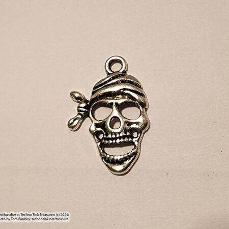 Hollow Silver Pewter Pirate Skull Pendant