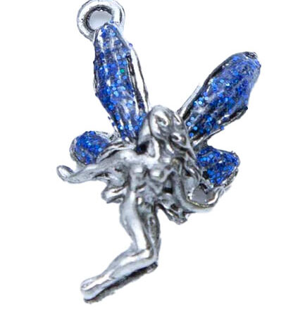 Charm Fairy Blue Wings Ant Pewter 15x26 1PC (PW244-ES)