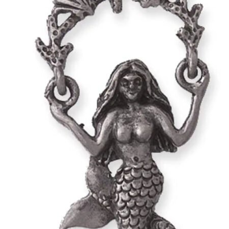 Mermaid swinging on seaweed swing ant. Silver pewter pendant (PW9048-S) 20x35mm