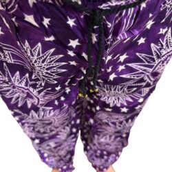 Pants, Harem - Celestial Star & Moon Print Rayon Button Cuff Harem Pants L/XL