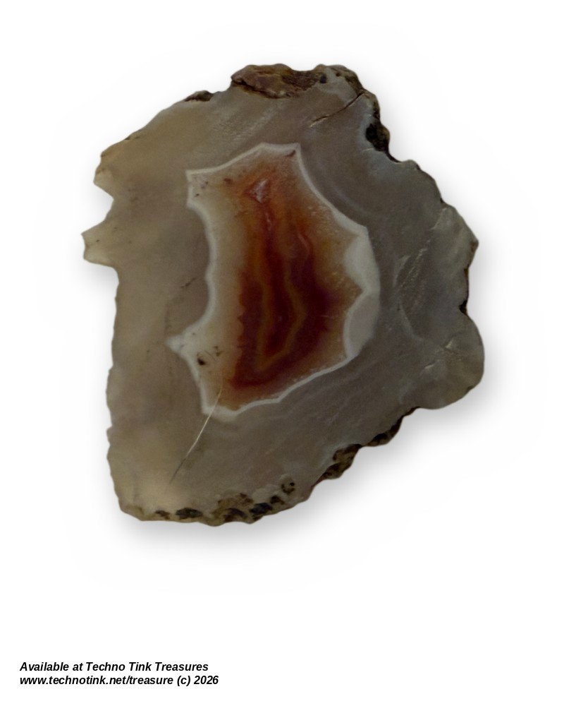 Agate Geode Nodule Half, Red-Orange Banded Centre, Small Specimen in Gift Box - Image 2
