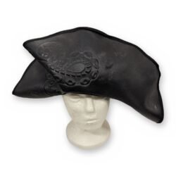 Octopus Pirate Hat Black Faux Leather Tricorn Embossed Kraken Costume NEW