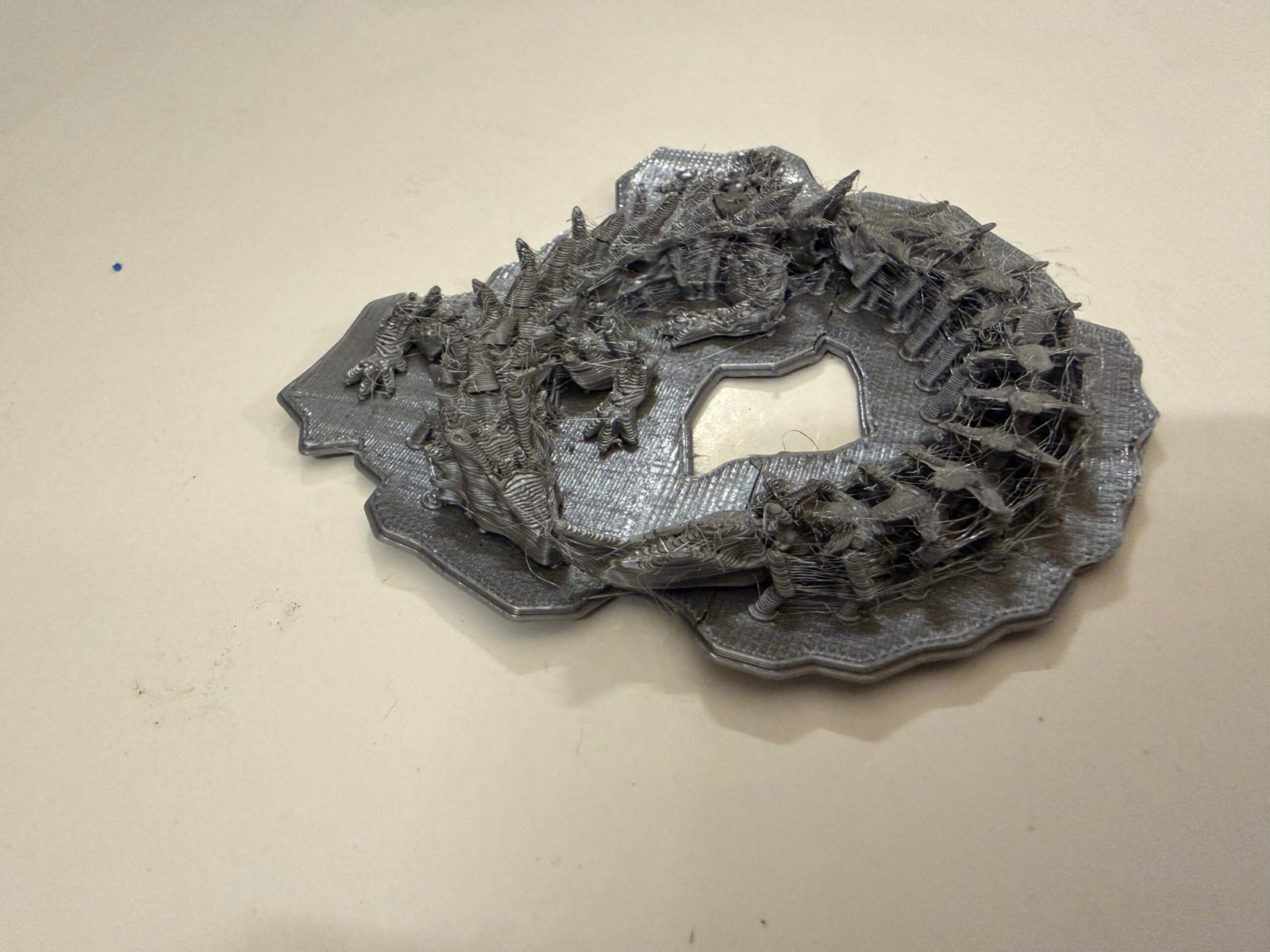 Mini Silver 3D Dragon on base - Image 2
