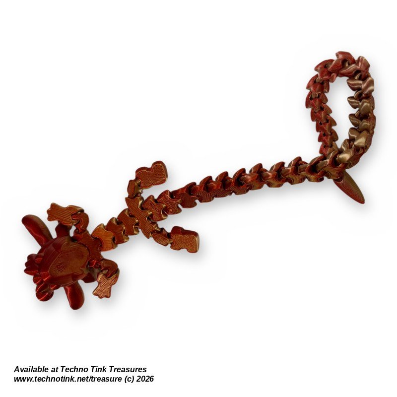 Articulated Yule Christmas Dragon 3D Printed Flexi, Antlers - Blue, Gold, White - Image 9