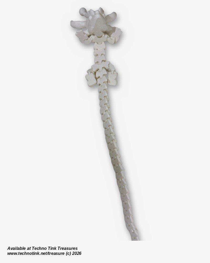 Articulated Yule Christmas Dragon 3D Printed Flexi, Antlers - Blue, Gold, White - Image 12