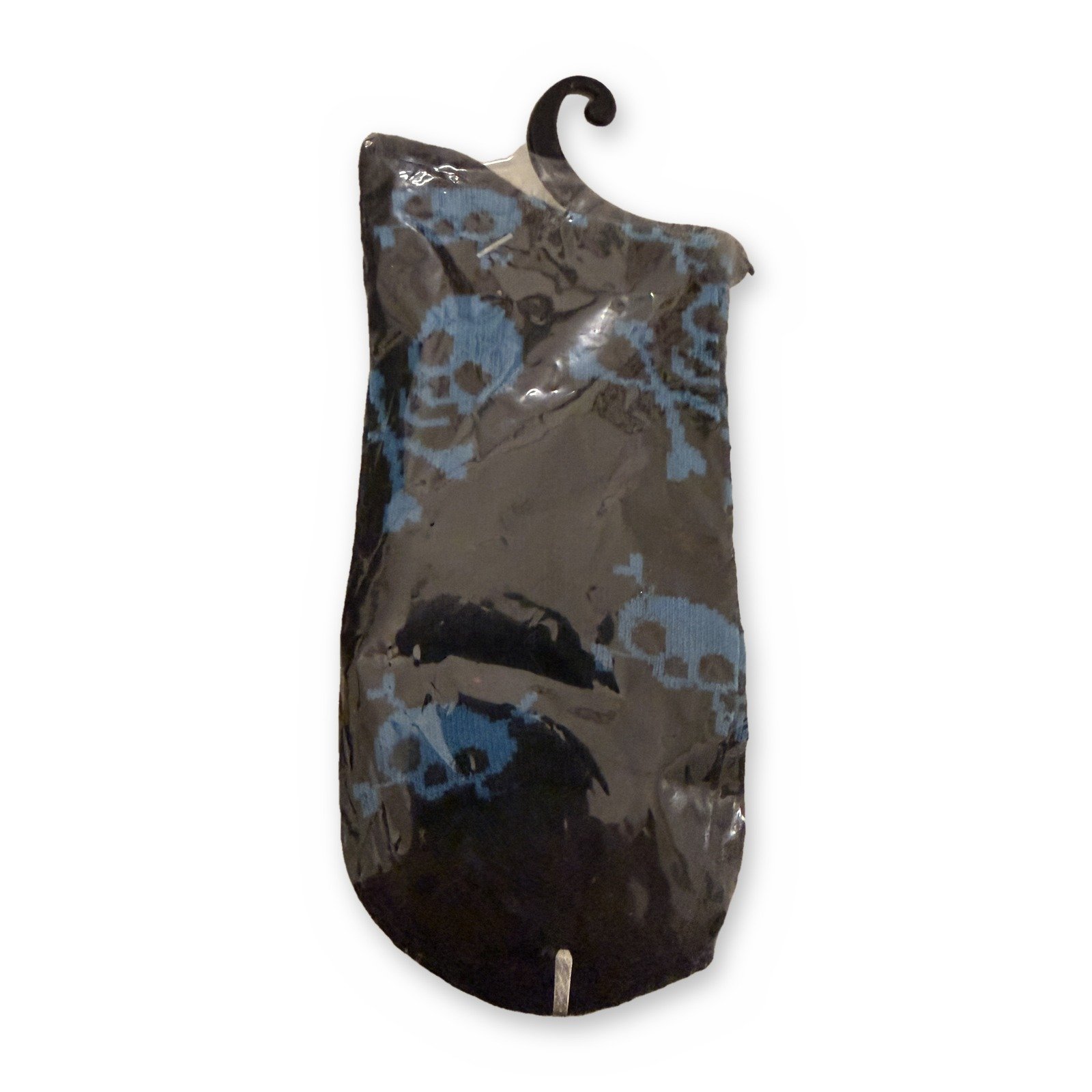 Blue Skull and Bones on Black Fashion Socks