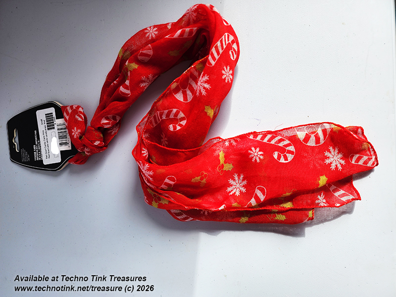 Xmas Red/White Candy Cane Scarf - Image 2