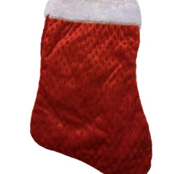 Christmas Stocking - Red White Stippled/Red diamond-texture velour Xmas Stocking