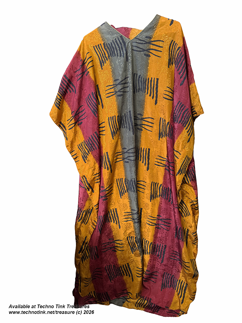 Mystique Caftan RN53237 Gold/Gray/Maroon