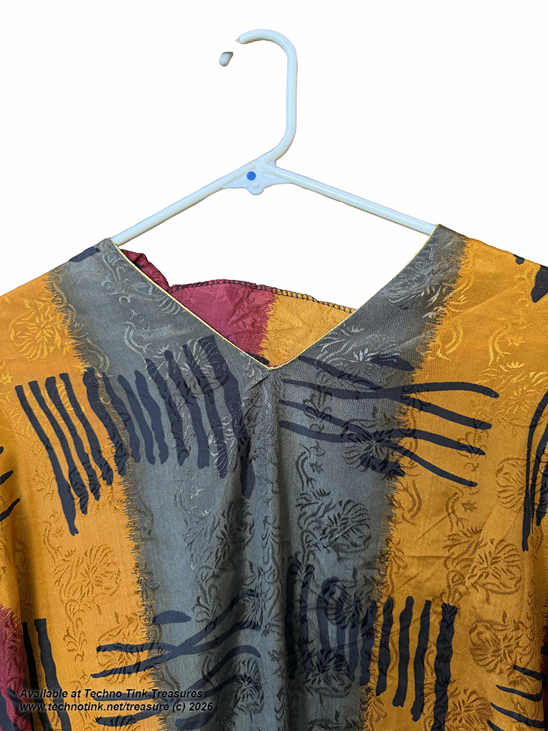 Mystique Caftan RN53237 Gold/Gray/Maroon - Image 2