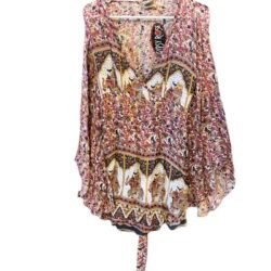 Gypsy Rose elephant print wrap top size XL, front view