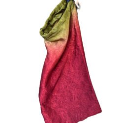 Festival Drawstring Bag - crushed fabric green to red ombre 21x11