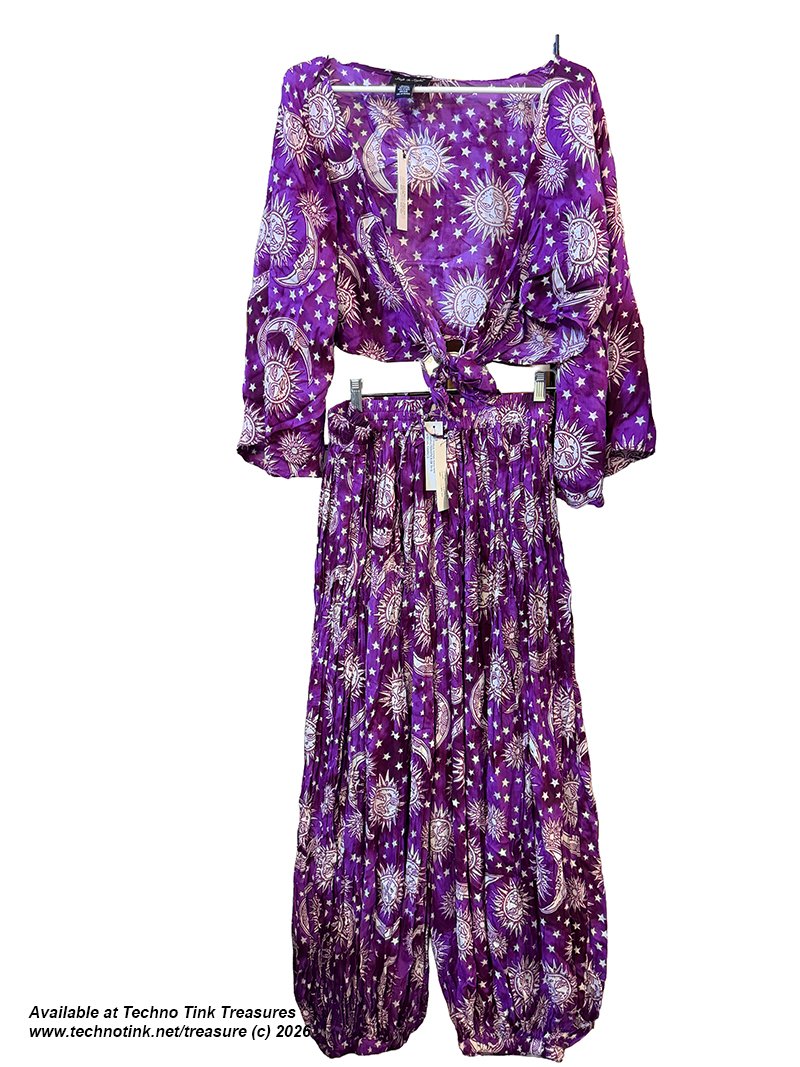 Pant & Halter Set - Rayon Celestial Print halter set - Image 2