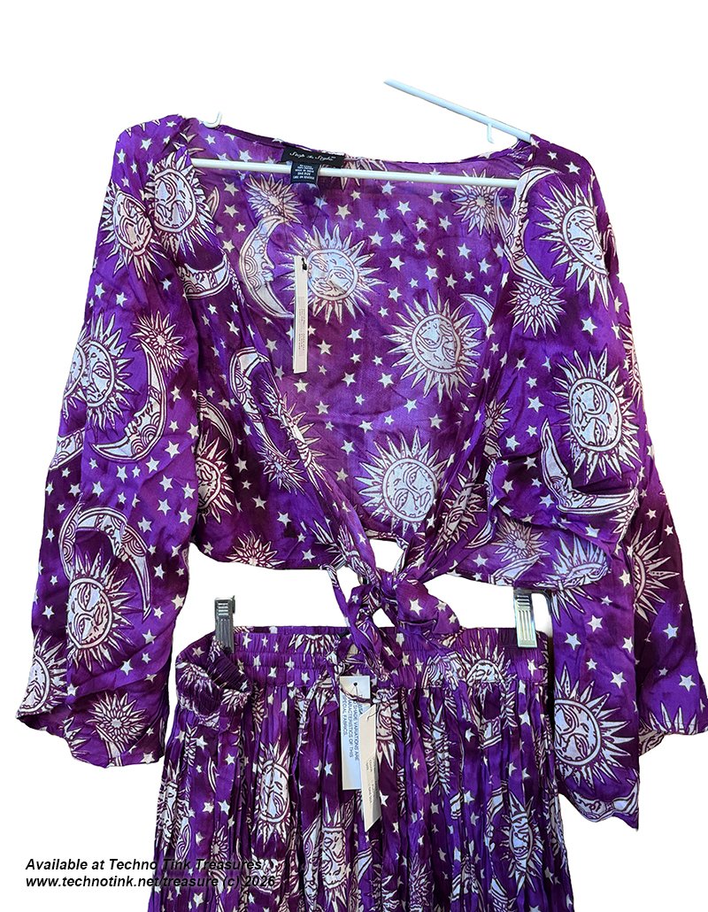 Pant & Halter Set - Rayon Celestial Print halter set - Image 3