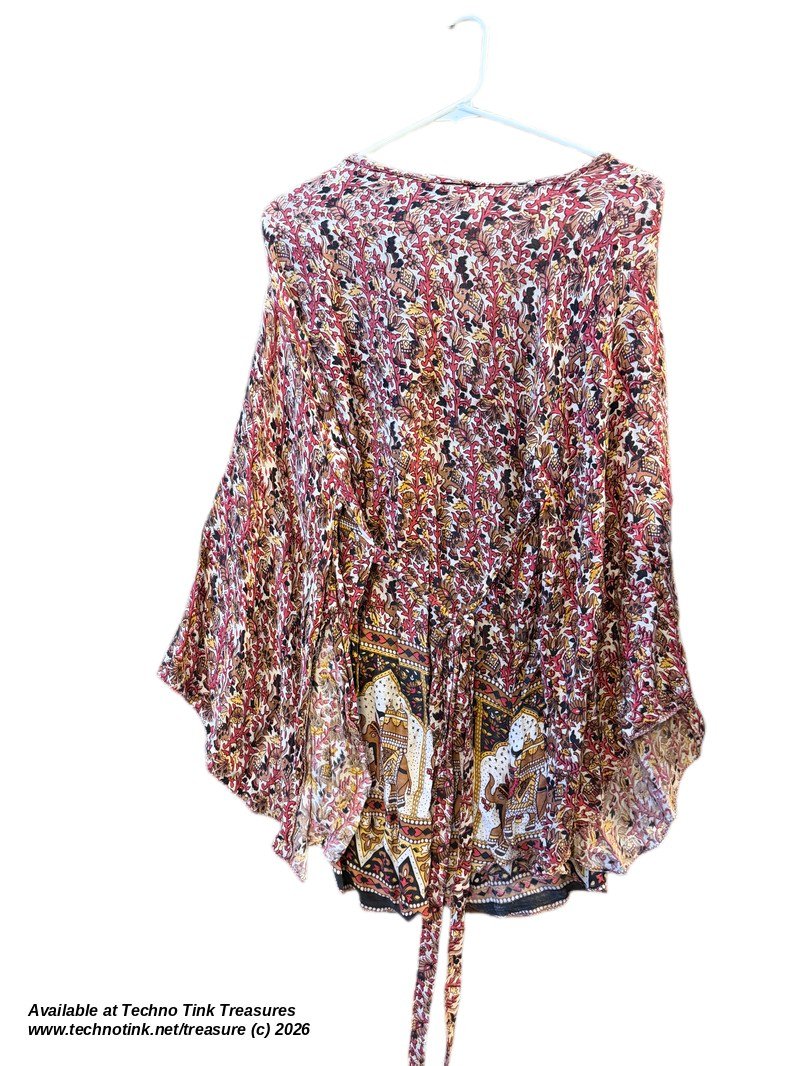 Wrap Top - Elephant Print Rayon Boho Top, Size XL (Gypsy Rose) - Image 7