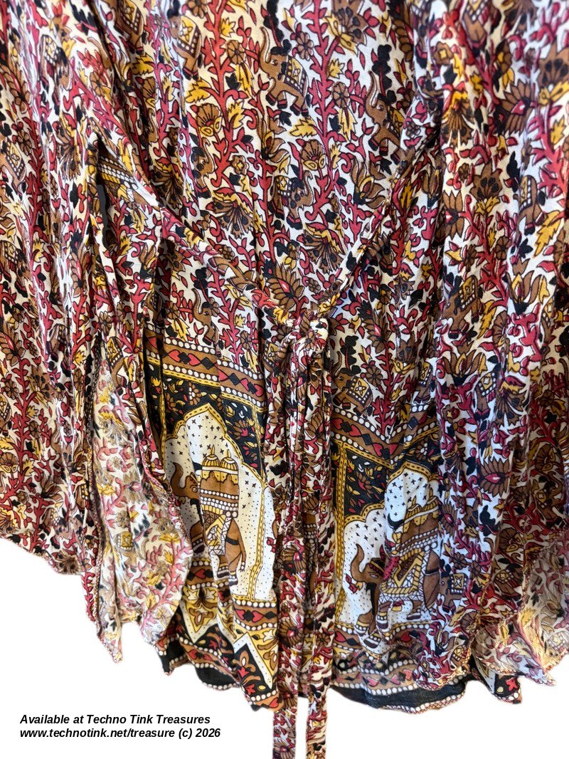 Wrap Top - Elephant Print Rayon Boho Top, Size XL (Gypsy Rose) - Image 8